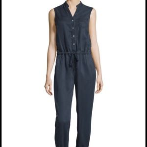 Adriano Goldschmeid Frances Button-Front Cropped Jumpsuit, Navy